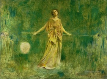 トーマス・デューイング Painting - 緑と金のシンフォニー トーマス・デューイング